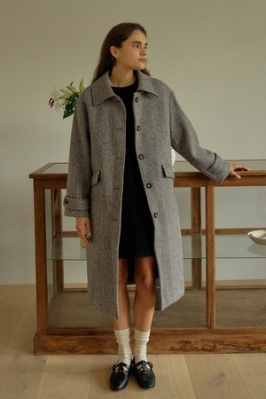 T Wool Padded Single Coat_Mix Gray