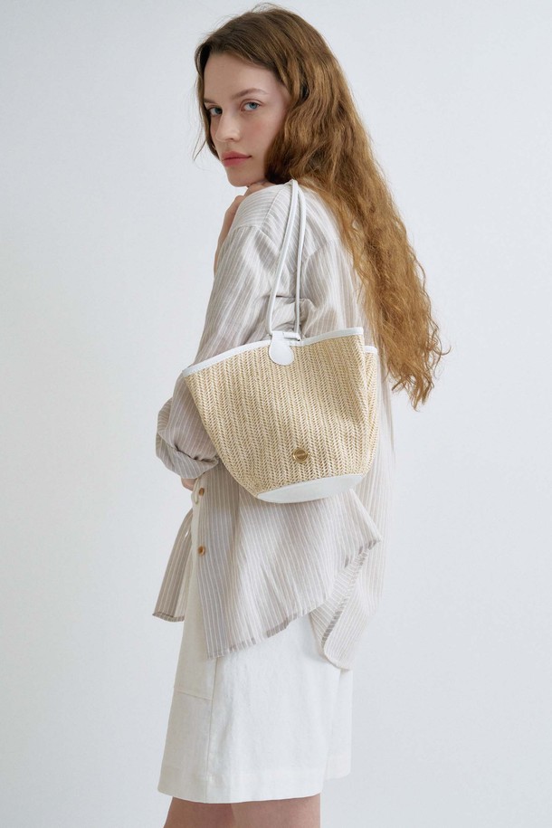 ANEDIT - 숄더백 - S Holiday Ratan Bucket Bag_White