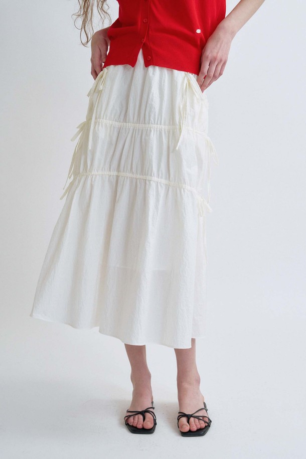 ANEDIT - 롱스커트 - S Shirring Detail Skirt_White