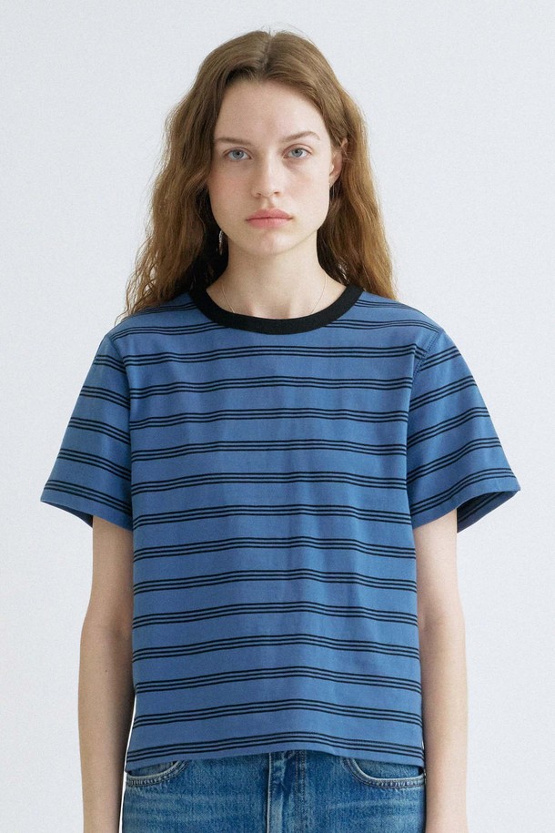 ANEDIT - 반소매 티셔츠 - S Friends 90s Stripe Tshirt_Blue