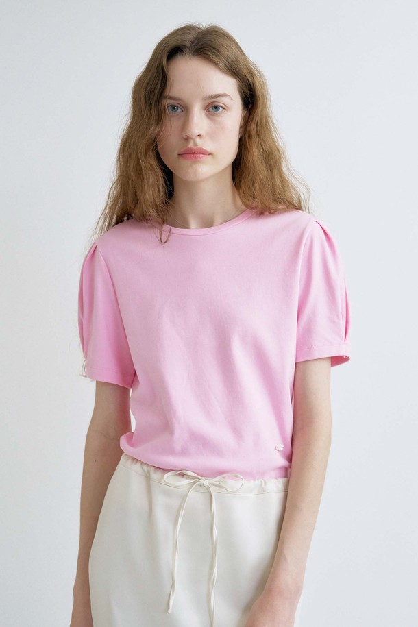 ANEDIT - 반소매 티셔츠 - S Puff Sleeve Half Tshirt_Pink