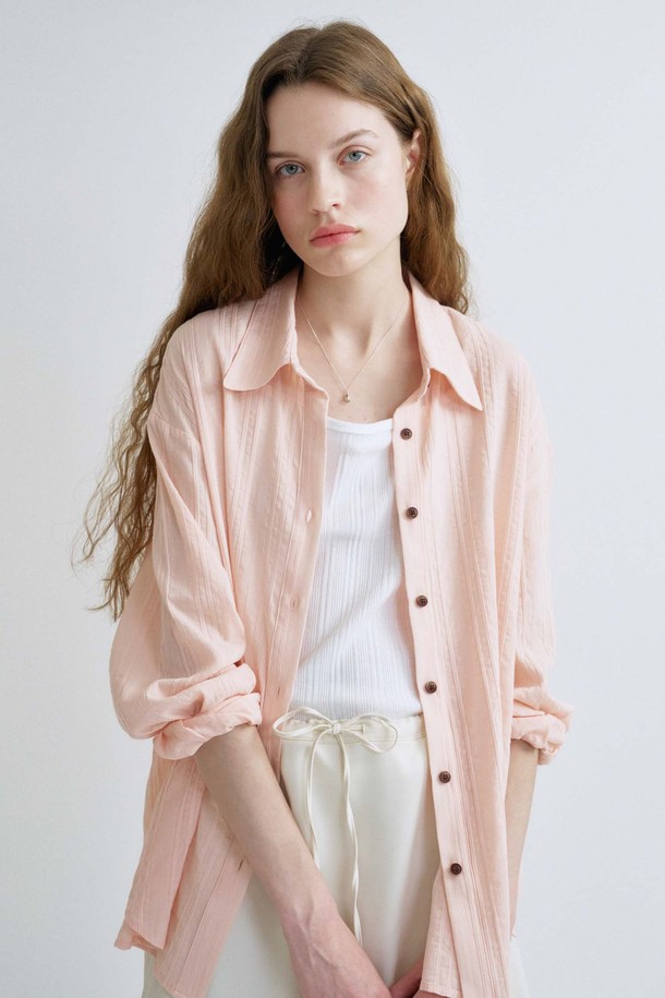 ANEDIT - 셔츠 - S Texture Stripe Shirt_Pink