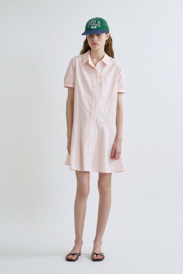 ANEDIT - 반소매 원피스 - S Flare Half Shirt Dress_Pink