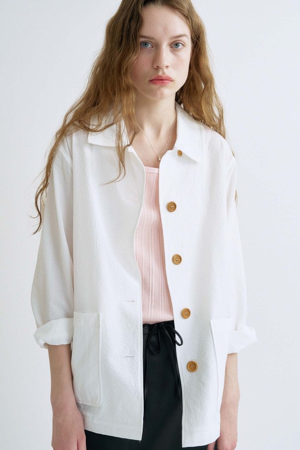 ANEDIT - 자켓 - S Amelia Seersucker Jacket_White