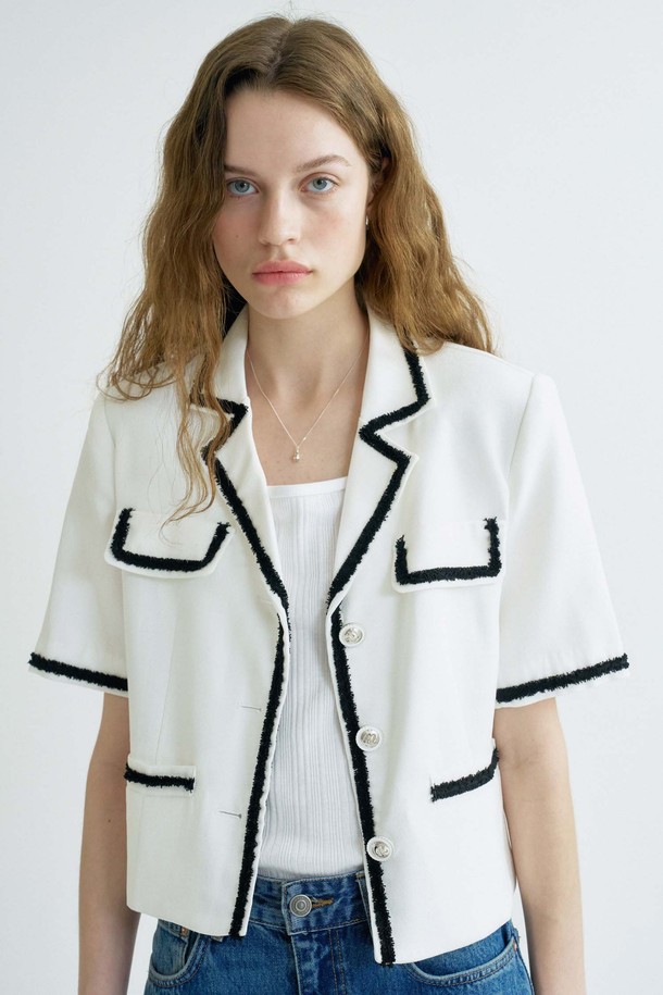 ANEDIT - 자켓 - S Trimming Half Summer Jacket_White