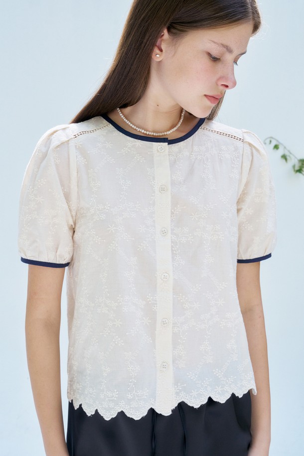 ANEDIT - 블라우스 - S Coloration Embroidery Blouse_2colors