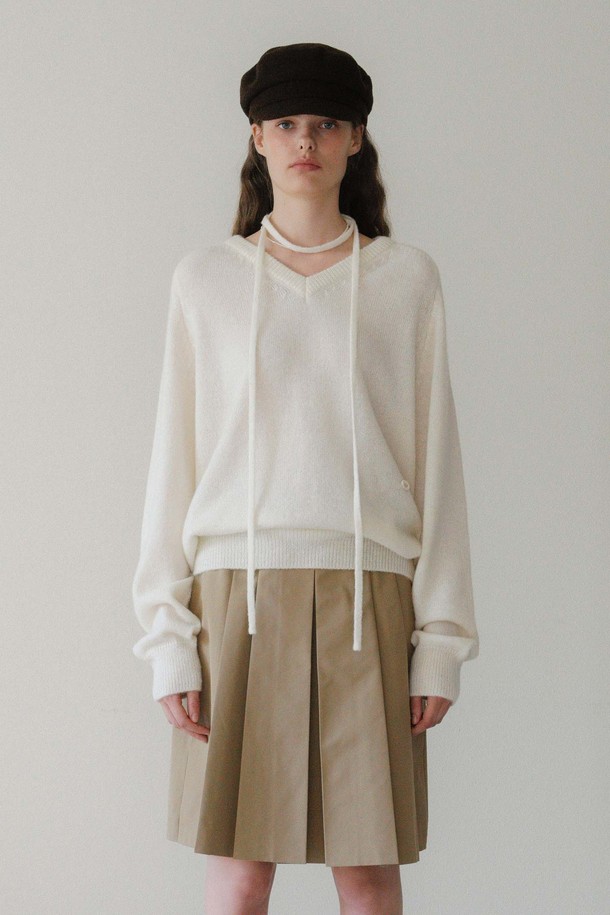 ANEDIT - 스웨터 - U String Wool V Neck Pullover_Sugar