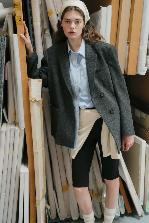 ANEDIT - 자켓 - U Leah Wool Double Jacket_Mix Gray