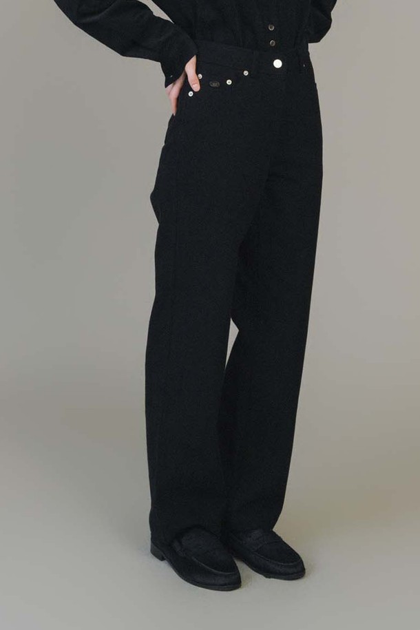 ANEDIT - 롱/미디팬츠 - F Fleece Straight Cotton Pants_Black