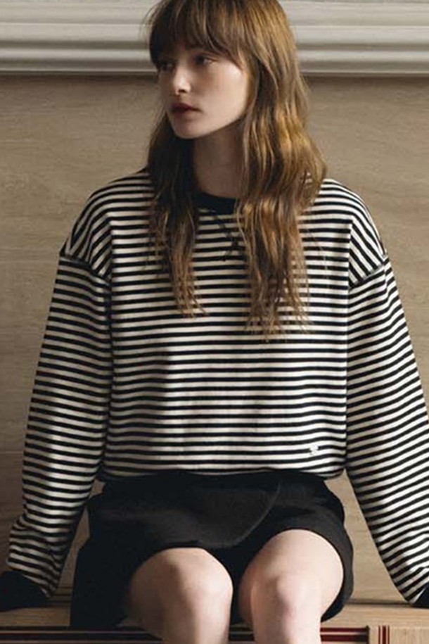 ANEDIT - 스웻셔츠 - F Stripe Stitch Point Sweatshirt_2colors