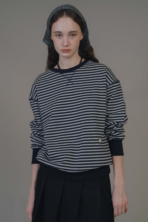 ANEDIT - 스웻셔츠 - F Stripe Stitch Point Sweatshirt_2colors