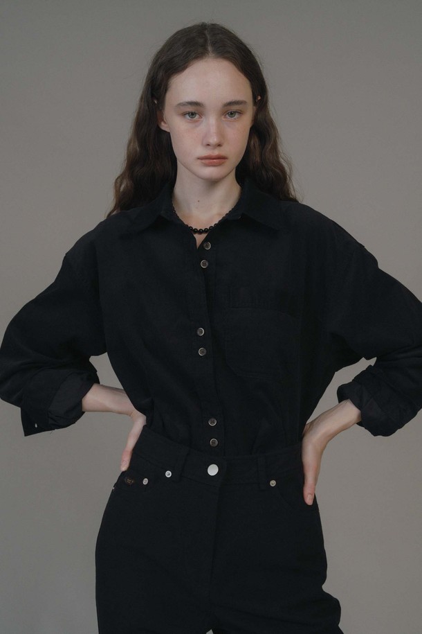 ANEDIT - 셔츠 - F Corduroy Button Point Shirt_Black