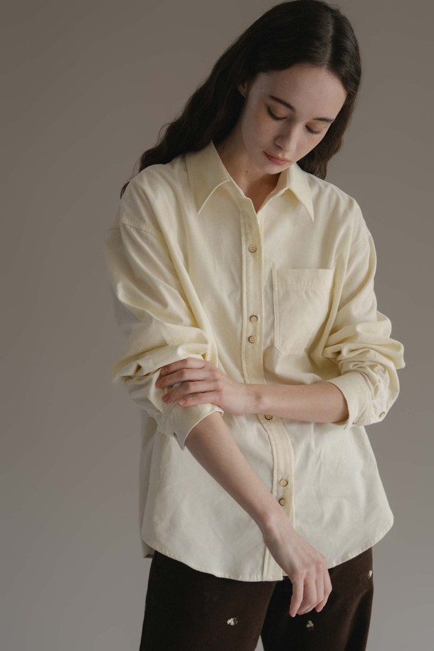 ANEDIT - 셔츠 - F Corduroy Button Point Shirt_Butter