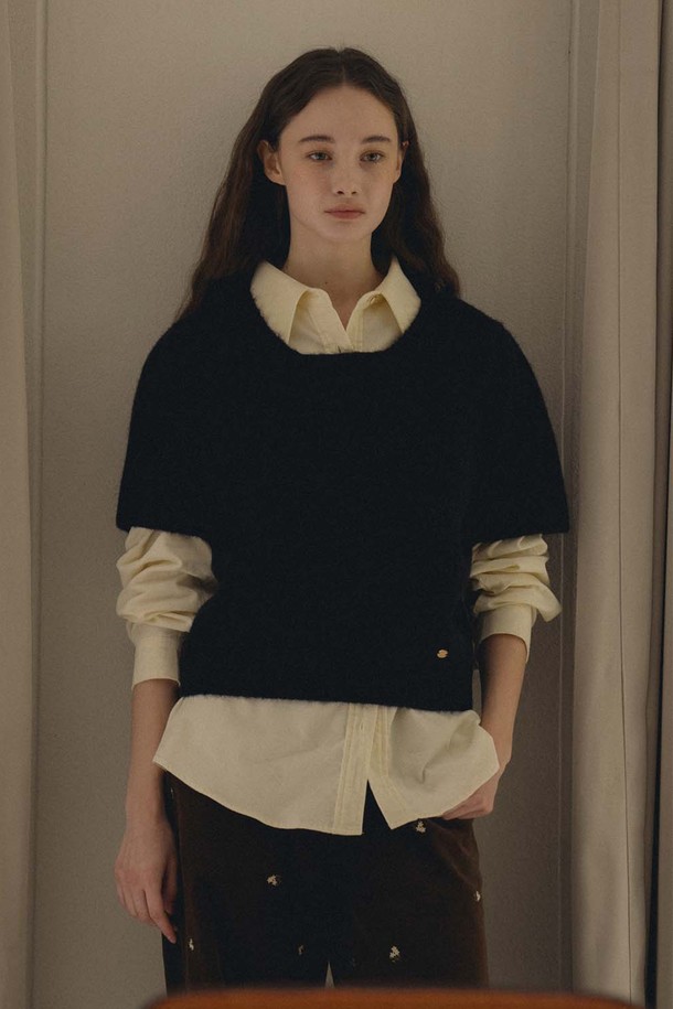 ANEDIT - 스웨터 - F Square Puff Half Sleeve Knit_Night