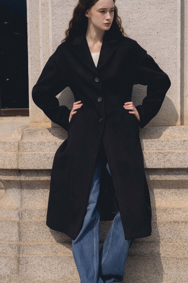 ANEDIT - 코트 - F Wool Silhouette Coat_Black