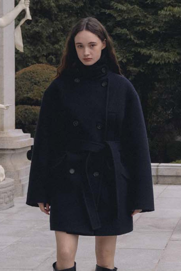 ANEDIT - 코트 - F Wool Classic Double Pea Coat_Night