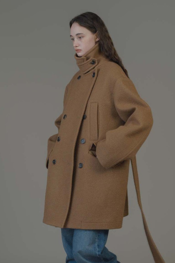 ANEDIT - 코트 - F Wool Classic Double Pea Coat_Pecan