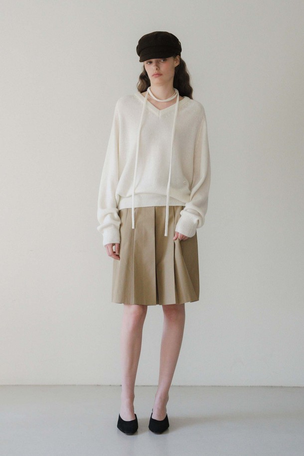 ANEDIT - 스웨터 - U String Wool V Neck Pullover_Sugar