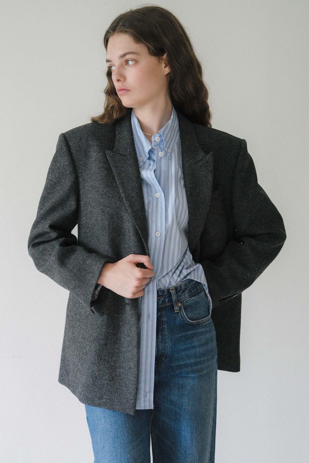 ANEDIT - 자켓 - U Leah Wool Double Jacket_Mix Gray