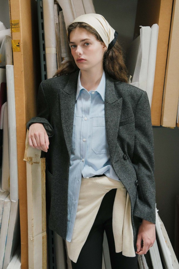 ANEDIT - 자켓 - U Leah Wool Double Jacket_Mix Gray