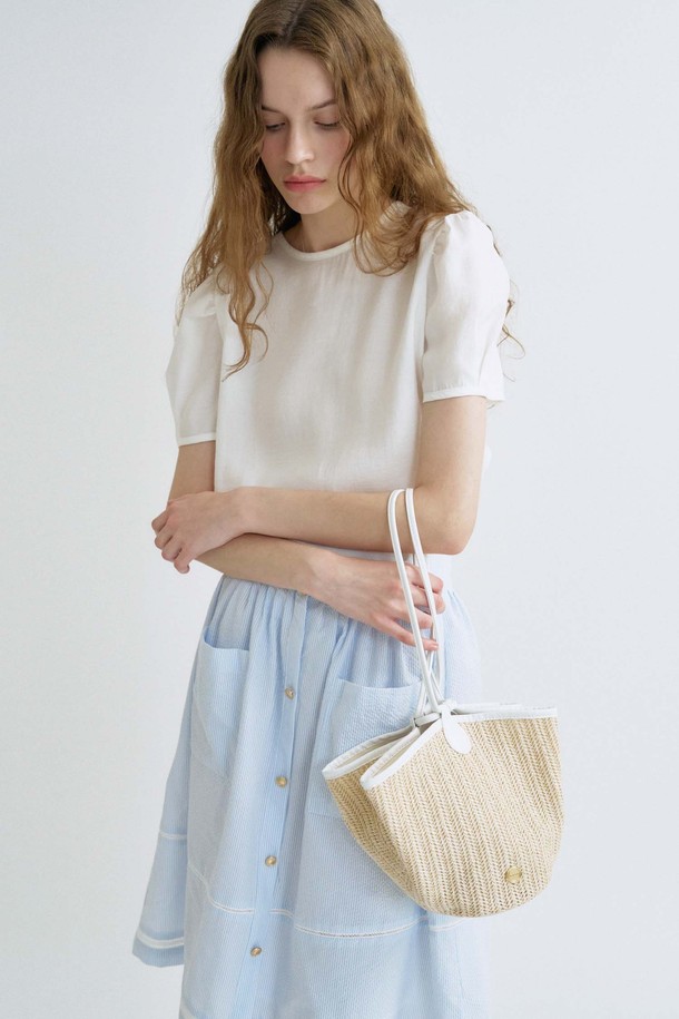 ANEDIT - 숄더백 - S Holiday Ratan Bucket Bag_White