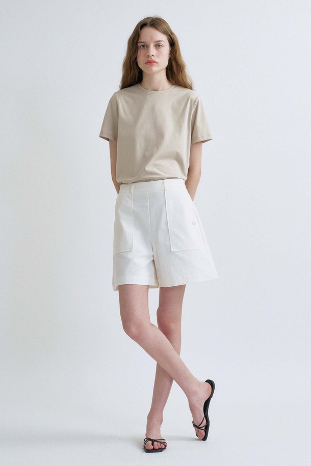 ANEDIT - 쇼트팬츠 - S High Waist A Line Pants_White