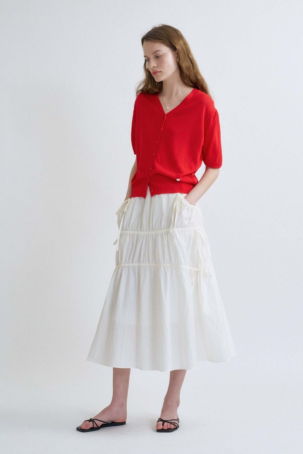 ANEDIT - 롱스커트 - S Shirring Detail Skirt_White