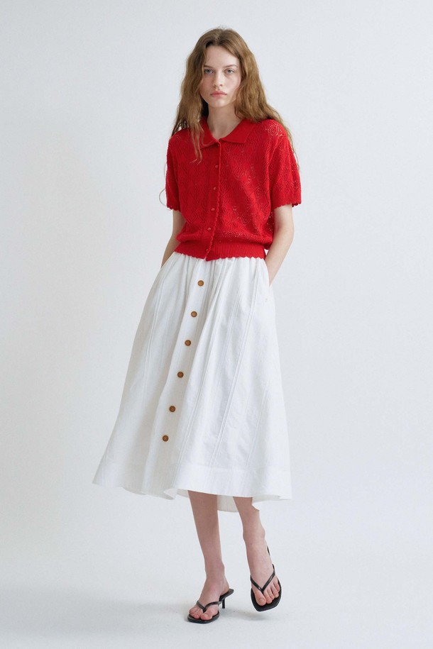 ANEDIT - 롱스커트 - S Classic Button Long Skirt_White