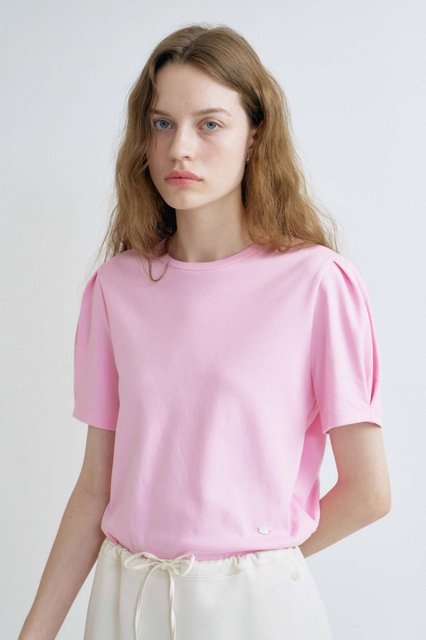 ANEDIT - 반소매 티셔츠 - S Puff Sleeve Half Tshirt_Pink