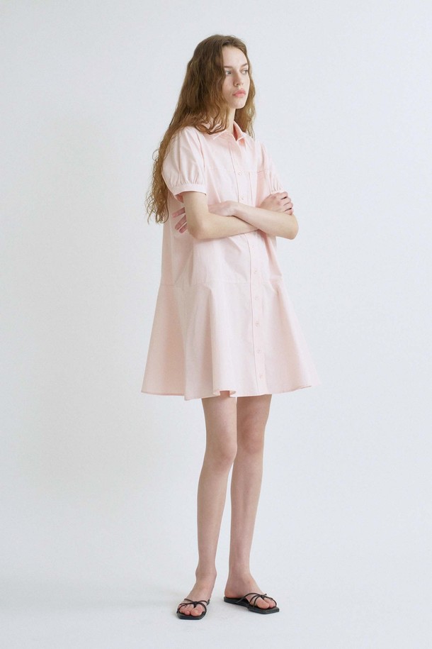 ANEDIT - 반소매 원피스 - S Flare Half Shirt Dress_Pink