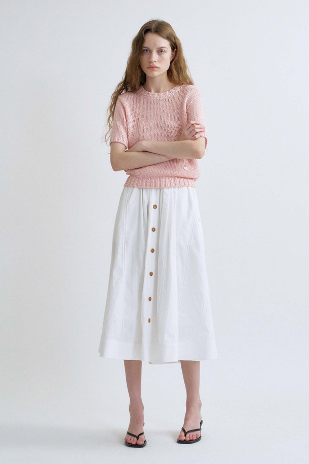 ANEDIT - 스웨터 - S Hand Stitch Summer Slub Knit_Mix Pink