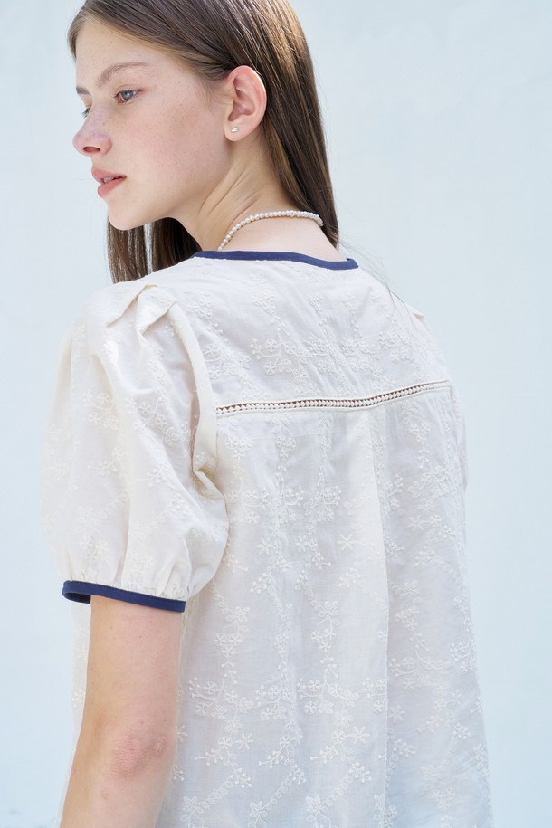 ANEDIT - 블라우스 - S Coloration Embroidery Blouse_2colors