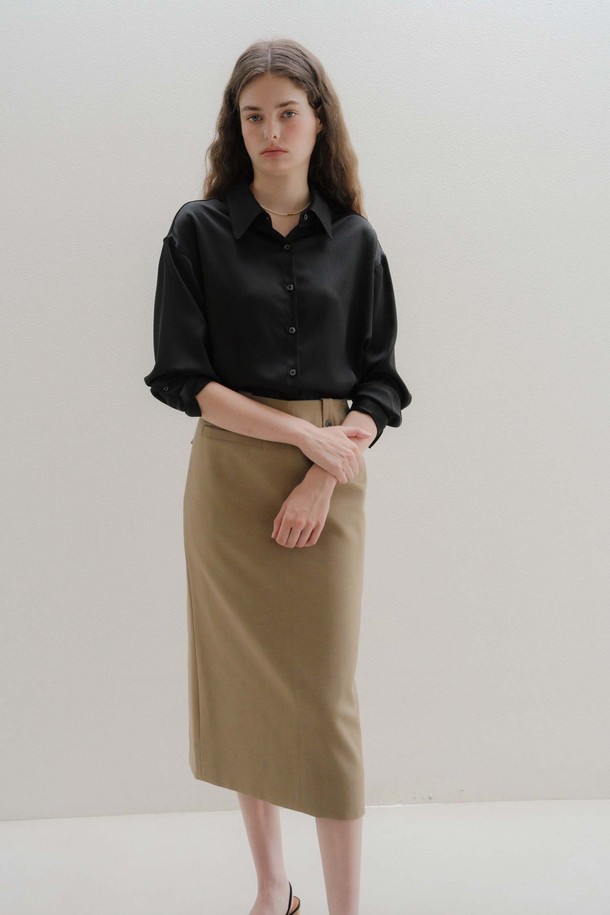 ANEDIT - 셔츠 - U Silky Classic Shirt_Black