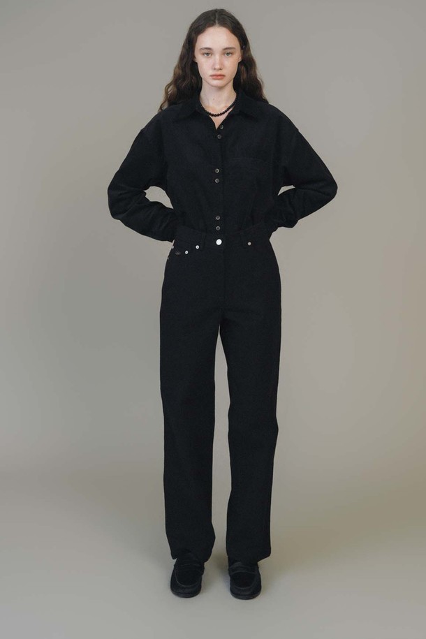 ANEDIT - 롱/미디팬츠 - F Fleece Straight Cotton Pants_Black