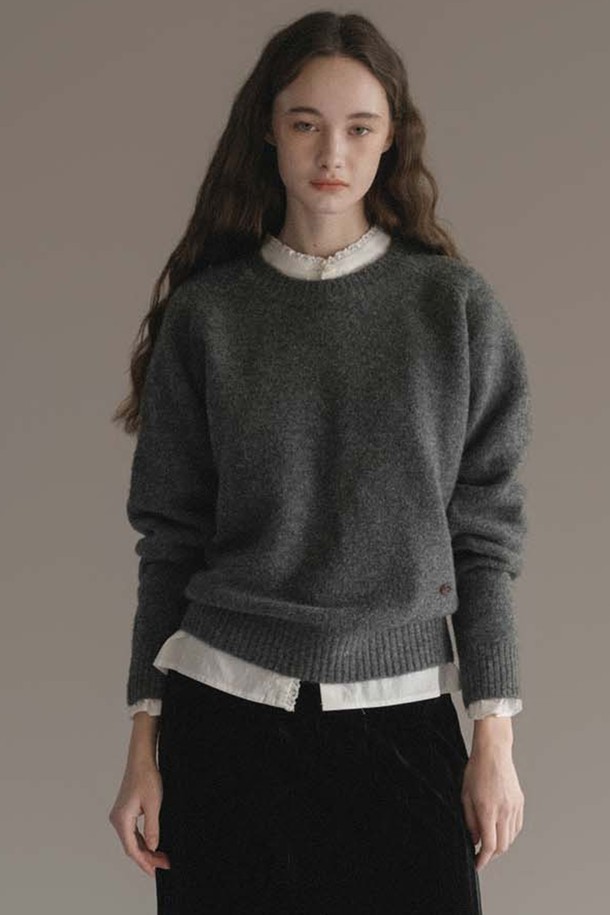 ANEDIT - 스웨터 - F Cozy Crewneck Knit Sweater_Cloud Gray