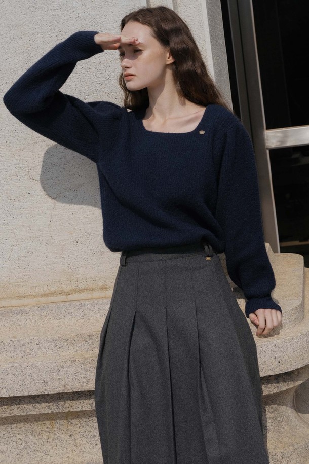 ANEDIT - 스웨터 - F Feminine Square Neck Knit_Night