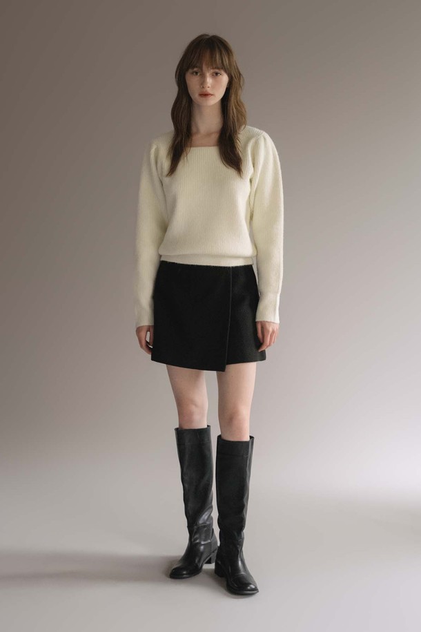 ANEDIT - 스웨터 - F Feminine Square Neck Knit_Snow