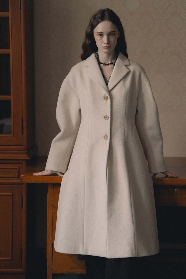 ANEDIT - 코트 - F Wool Silhouette Coat_Milktea