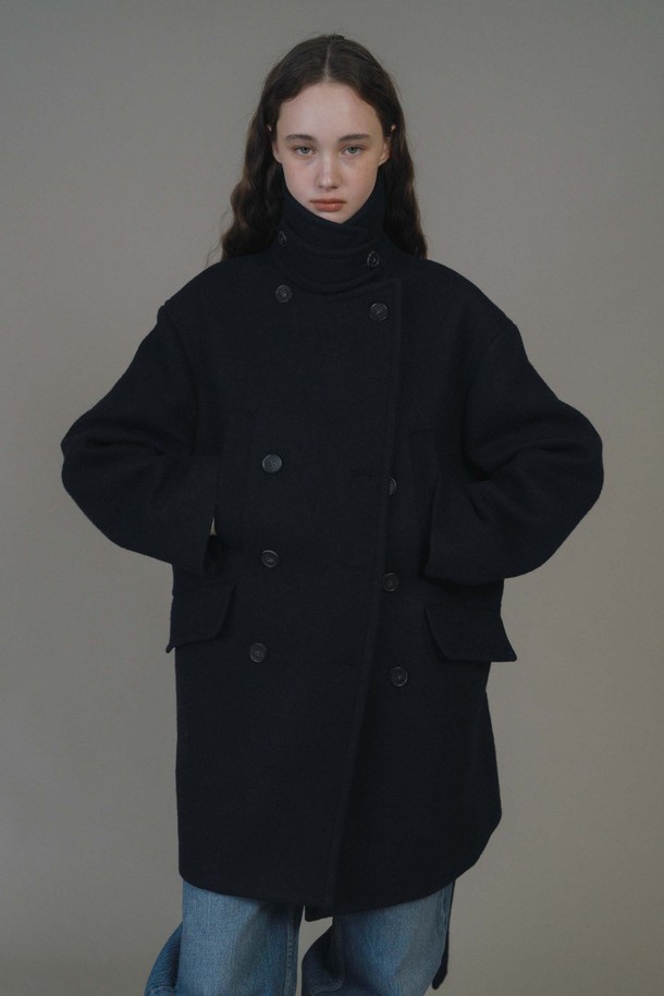 ANEDIT - 코트 - F Wool Classic Double Pea Coat_Night