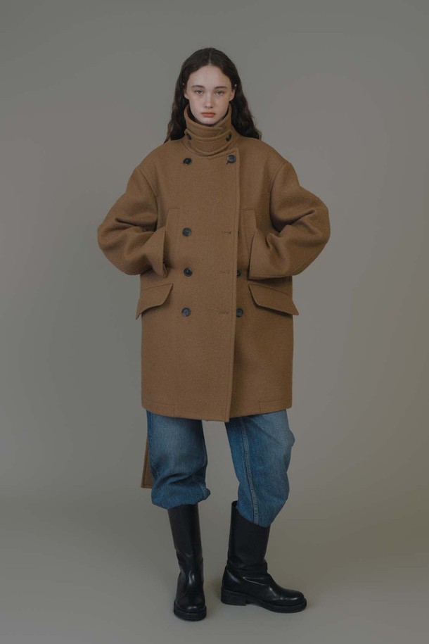 ANEDIT - 코트 - F Wool Classic Double Pea Coat_Pecan