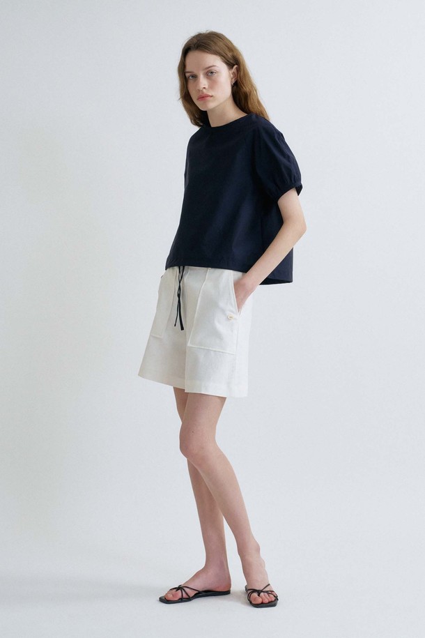 ANEDIT - 쇼트팬츠 - S High Waist A Line Pants_White