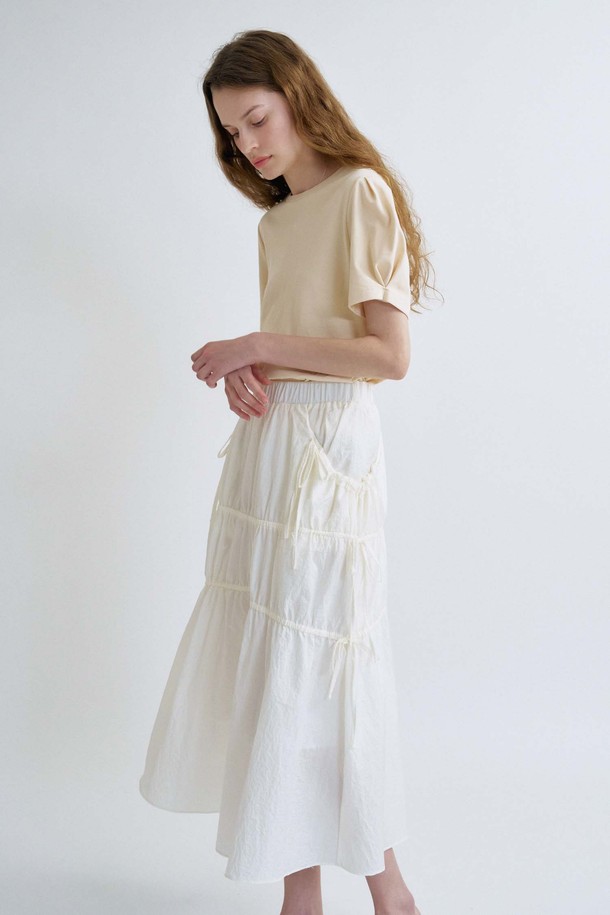 ANEDIT - 롱스커트 - S Shirring Detail Skirt_White