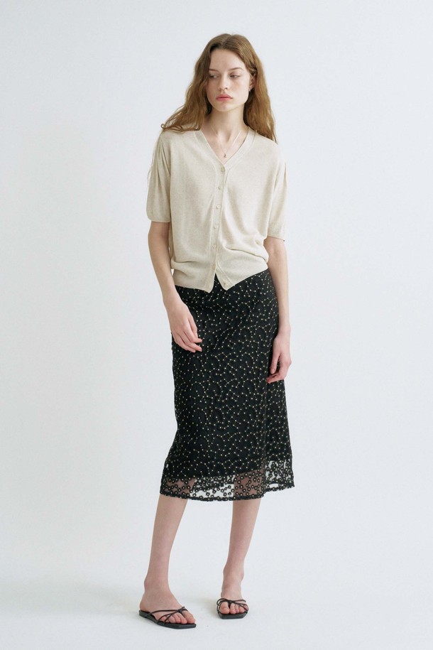 ANEDIT - 롱스커트 - S Flower Pattern layerd Skirt_Black