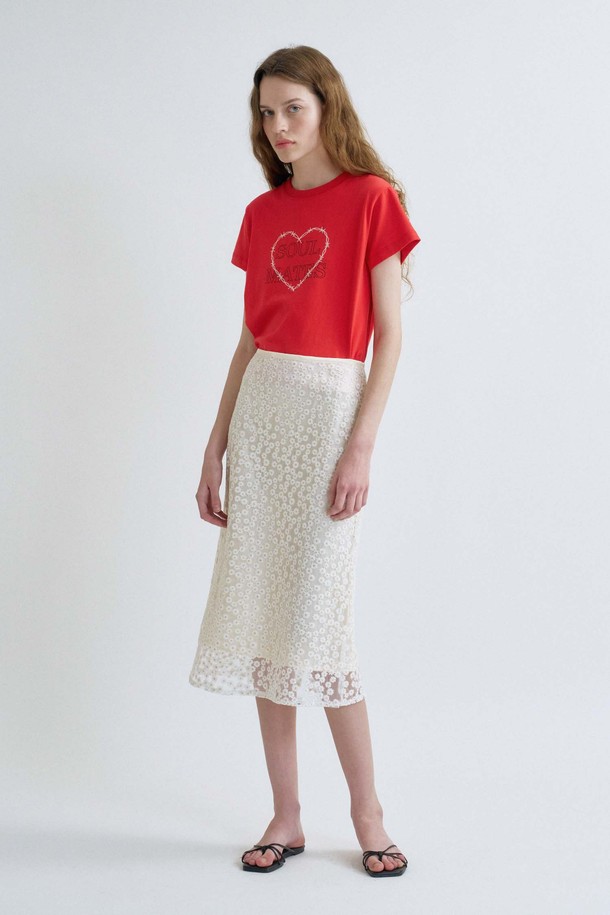 ANEDIT - 롱스커트 - S Flower Pattern layerd Skirt_Ivory