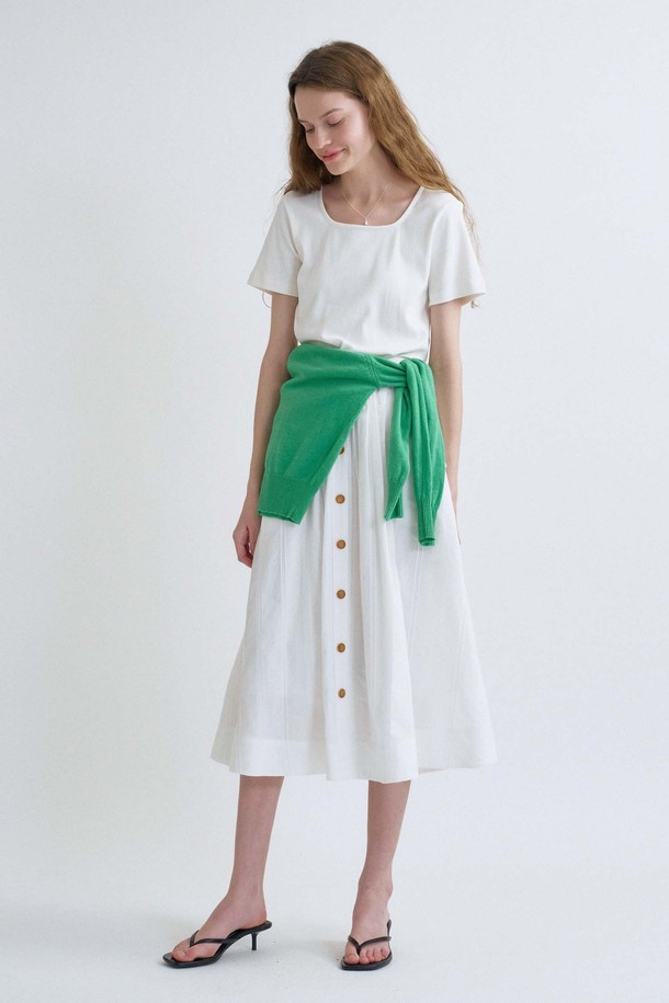 ANEDIT - 롱스커트 - S Classic Button Long Skirt_White