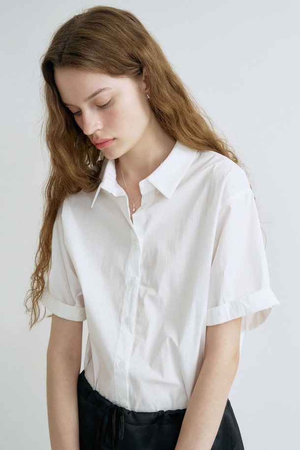 ANEDIT - 셔츠 - S Roll Up Half Shirt_White