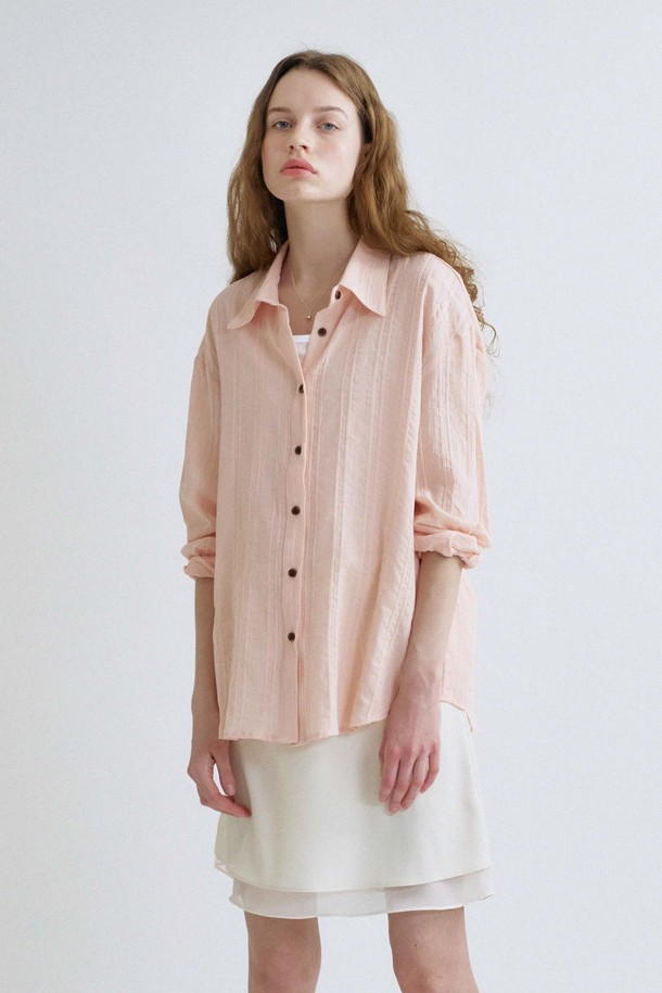 ANEDIT - 셔츠 - S Texture Stripe Shirt_Pink