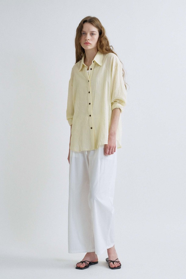 ANEDIT - 셔츠 - S Texture Stripe Shirt_Lemon