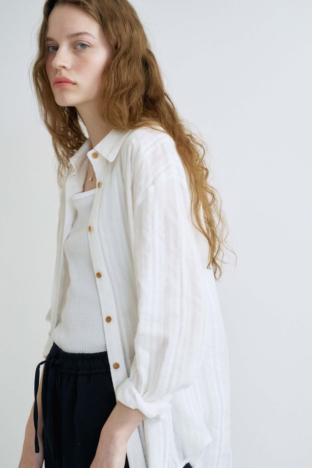 ANEDIT - 셔츠 - S Texture Stripe Shirt_White