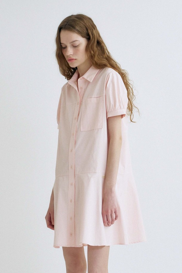 ANEDIT - 반소매 원피스 - S Flare Half Shirt Dress_Pink